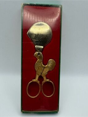 Vintage Hoffritz Germany Rooster Egg Cutter Scissors Kitchen Tool w Original Box